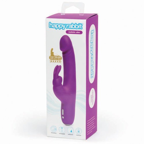 Vibrador Slim Realista Happy Rabbit Morado