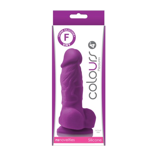 Colours Pleasures 4 Inch Purple Dildo - Body-safe Silicone