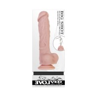 Evolved Big Shot Dildo Vibrador 8 in. Silicona Chorreador Beige