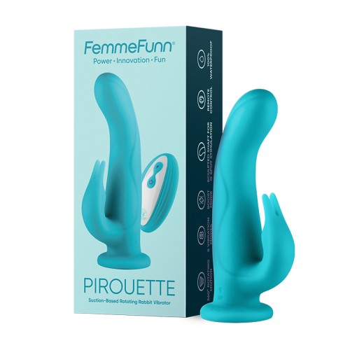 FemmeFunn Pirouette 8 in. Dual-Stimulation Dildo - Turquoise