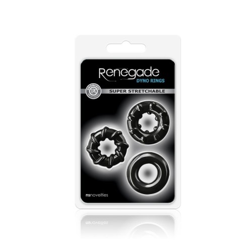 Renegade Anillos Dyno Paquete de 3 Negro