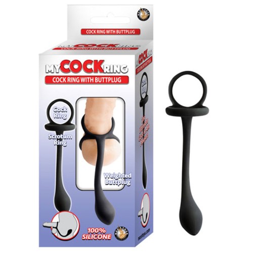 Cockring con Buttplug Ponderado Negro