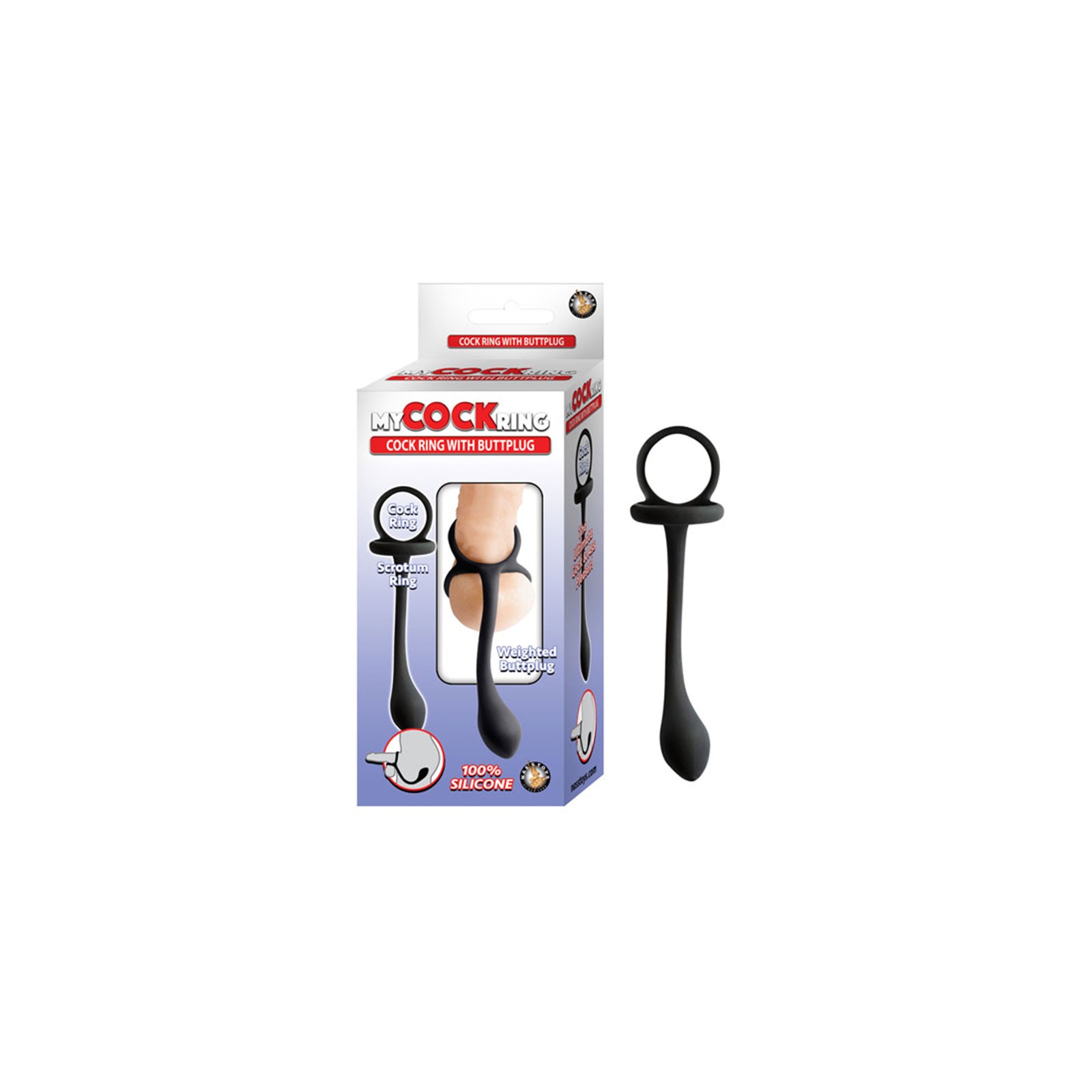 Cockring con Buttplug Ponderado Negro