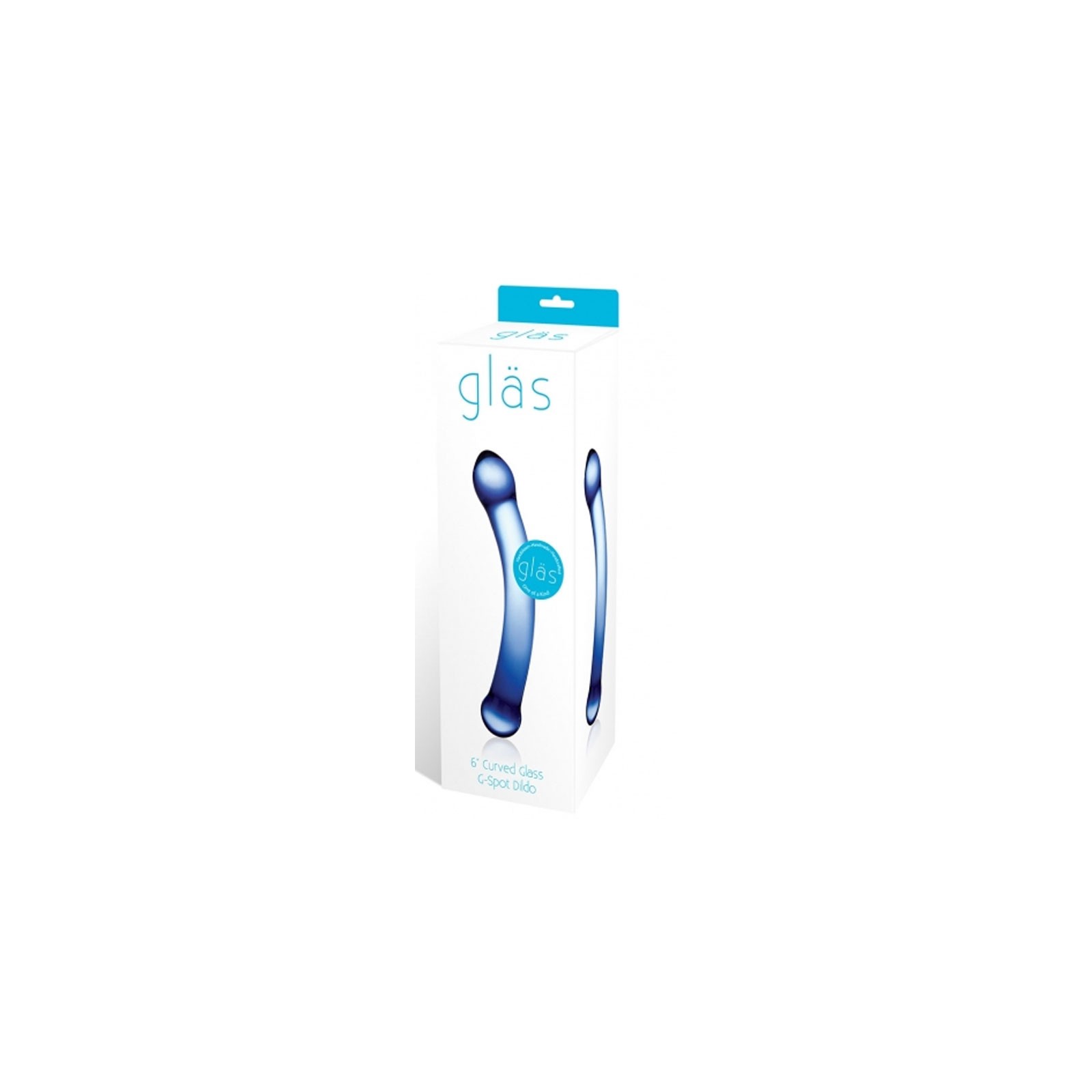 Glas 6 in. Curved G-Spot Glass Dildo Blue