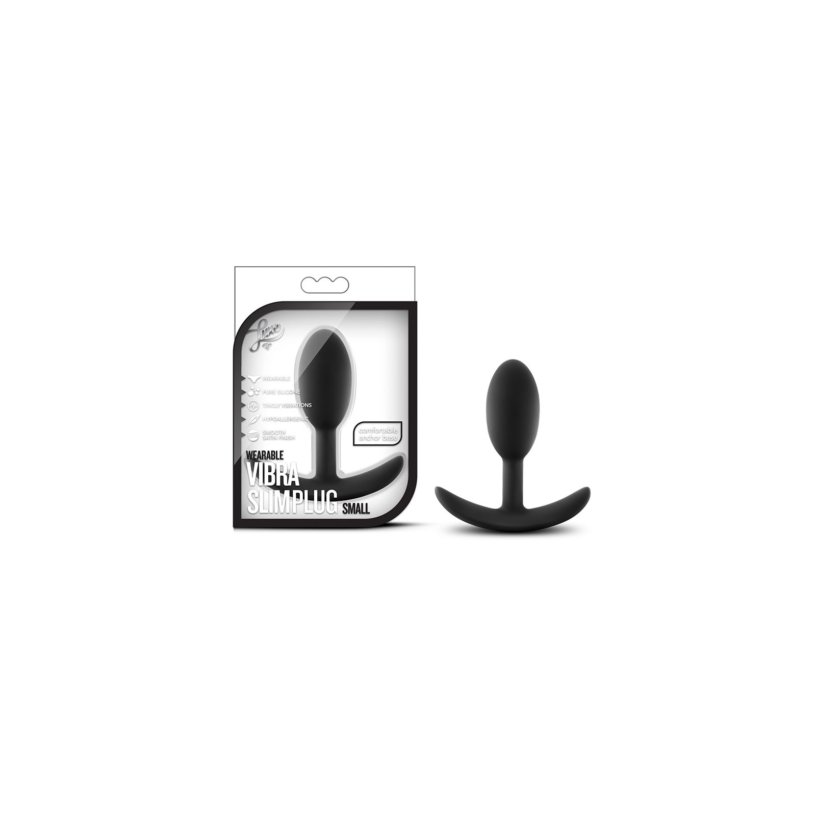 Luxe Wearable Slim Plug Small Black - Anal Plug with Vibrations