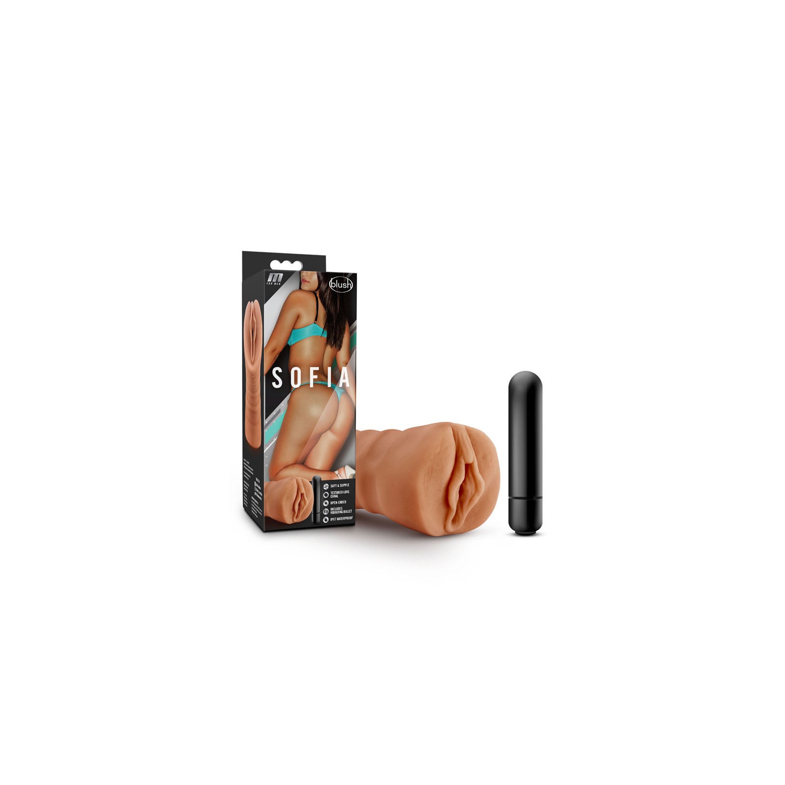 M for Men Sofia Vagina Stroker with Bullet Vibrator Tan