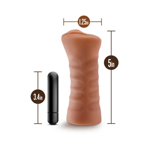 Stroker de Vagina Julieta con Vibrador Bullet Beige - Placer Masculino Supremo