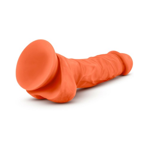 Dildo de Silicona Dual Density 7.5 in. con Bolas Neo Elite Naranja Neón