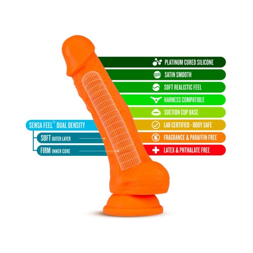 Dildo de Silicona Dual Density 7.5 in. con Bolas Neo Elite Naranja Neón