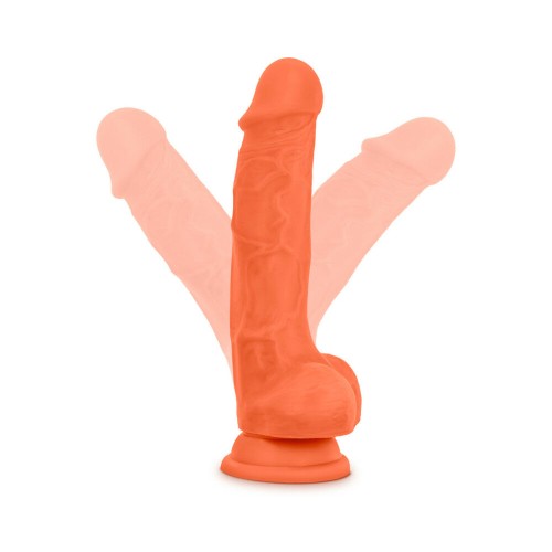 Dildo de Silicona Dual Density 7.5 in. con Bolas Neo Elite Naranja Neón