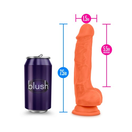 Dildo de Silicona Dual Density 7.5 in. con Bolas Neo Elite Naranja Neón