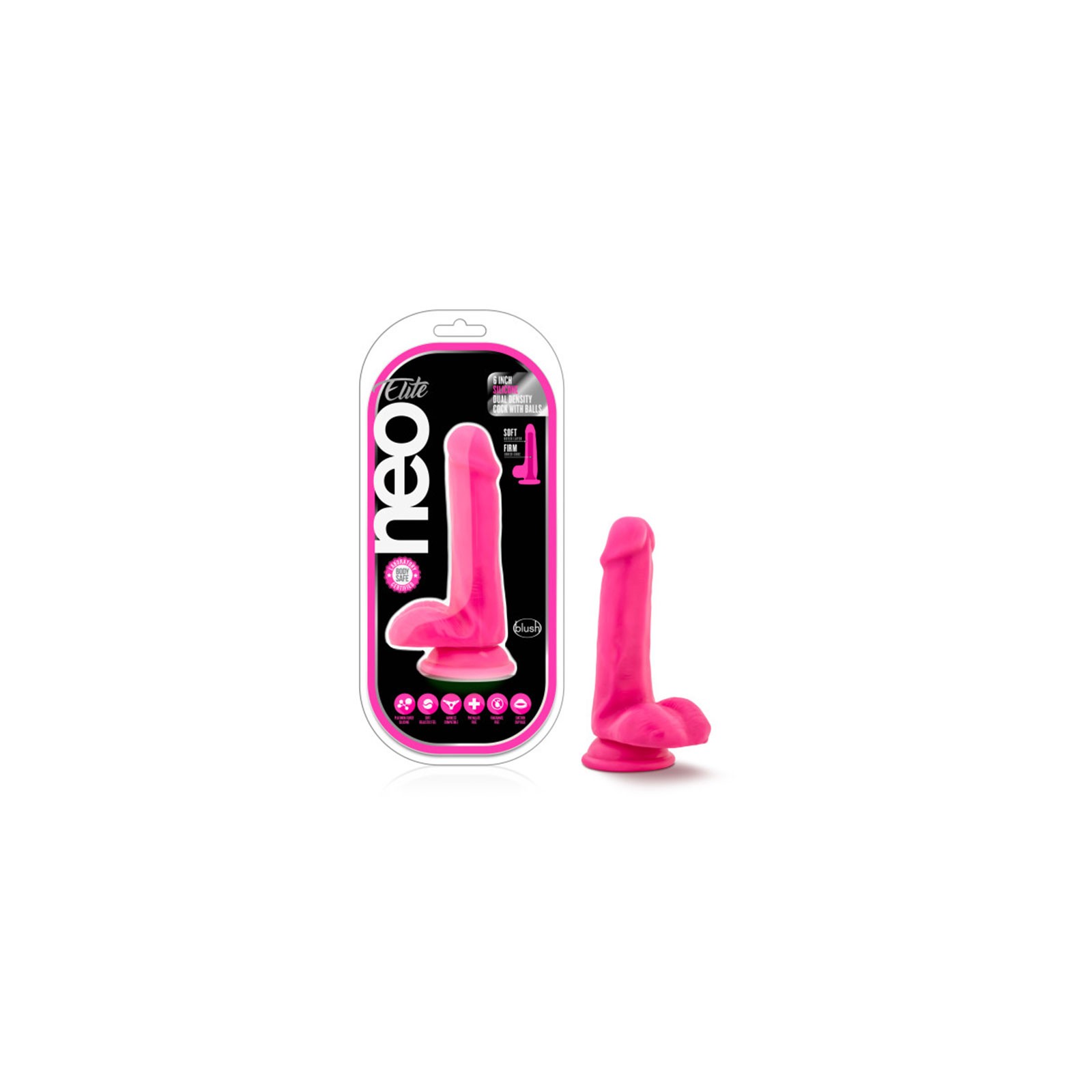 Dildo de Silicona Neo Elite de 6 in. con Densidad Dual