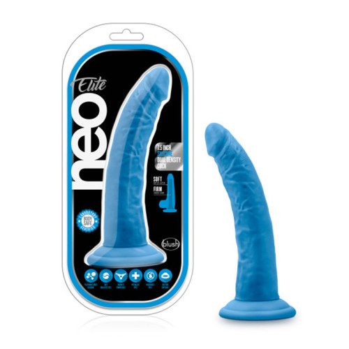 Dildo de Silicona Dual Densidad Neo Elite 7.5 in. Azul Neón