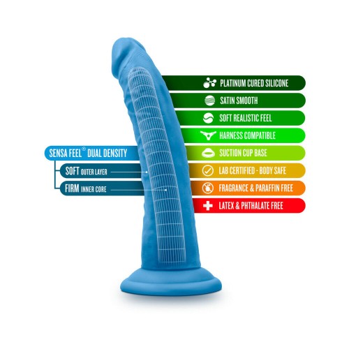 Dildo de Silicona Dual Densidad Neo Elite 7.5 in. Azul Neón