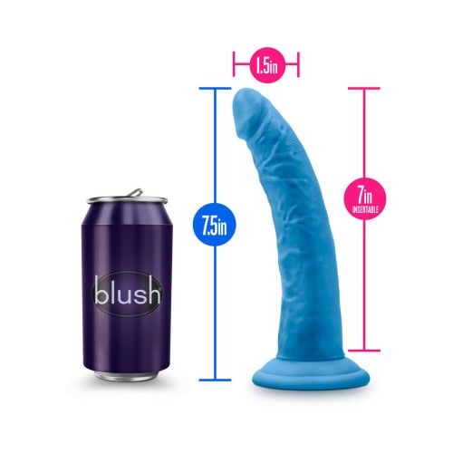 Dildo de Silicona Dual Densidad Neo Elite 7.5 in. Azul Neón