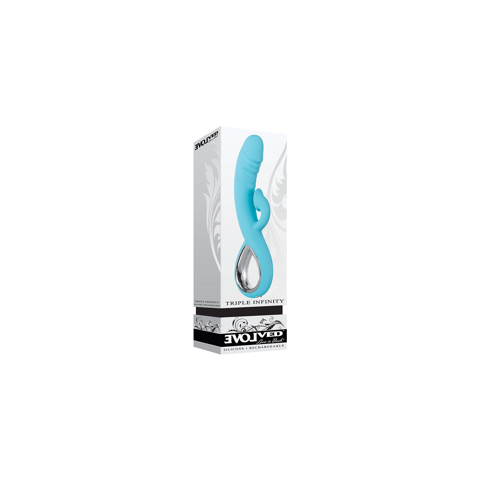 Evolved Triple Infinity Heating Suction Dual Stimulator Blue