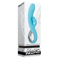 Evolved Triple Infinity Heating Suction Dual Stimulator Blue