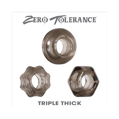 Set de Anillos Penis Triple Thick Cero Tolerancia Smoke