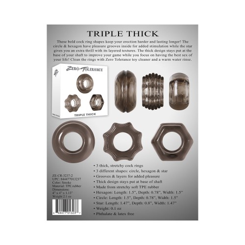 Zero Tolerance Triple Thick Cockring Set Smoke