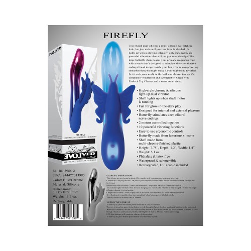 Evolved Firefly Rechargeable Silicone Dual Stimulator Blue/Pink