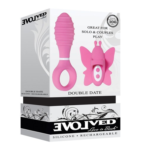 Evolved Double Date Silicone Couples Set - Pink Vibrators