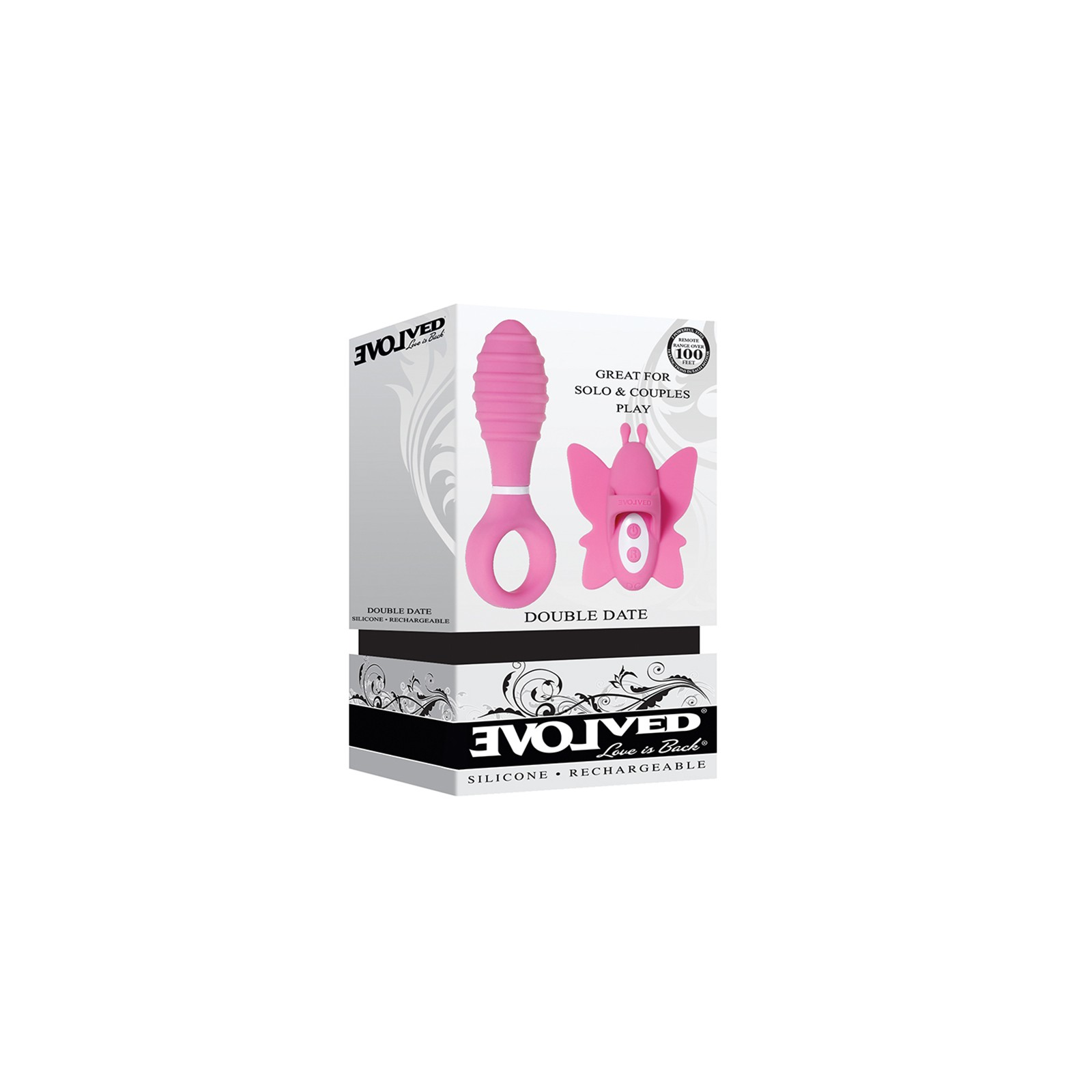 Evolved Double Date Silicone Couples Set - Pink Vibrators