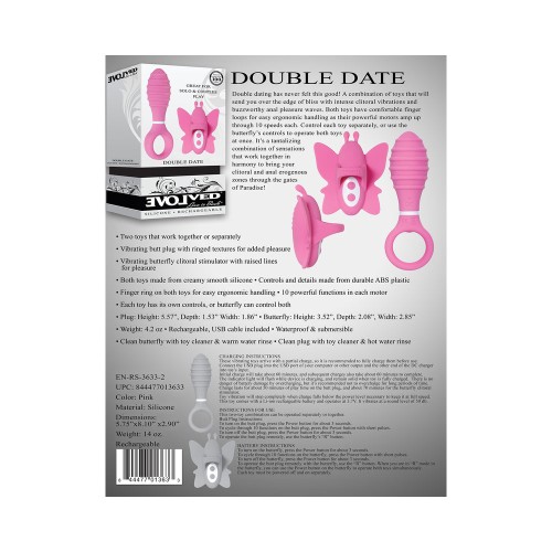 Evolved Double Date Silicone Couples Set - Pink Vibrators