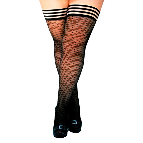 Kixies Beth Ann Medias Thigh-Highs Negras Talla D