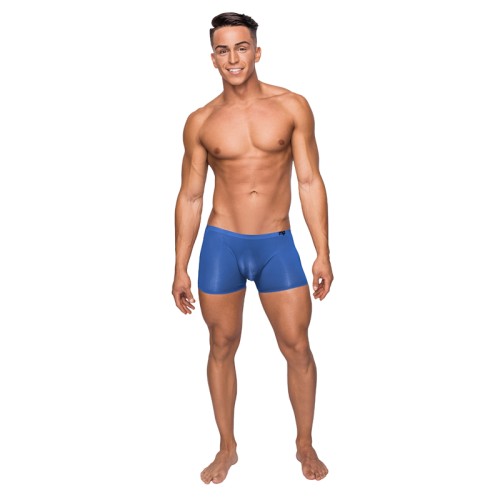 Male Power Seamless Sleek Short with Sheer Pouch Blue Small