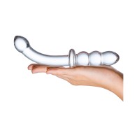 Dildo de Cristal de 8 in. con Estrías para el Punto G