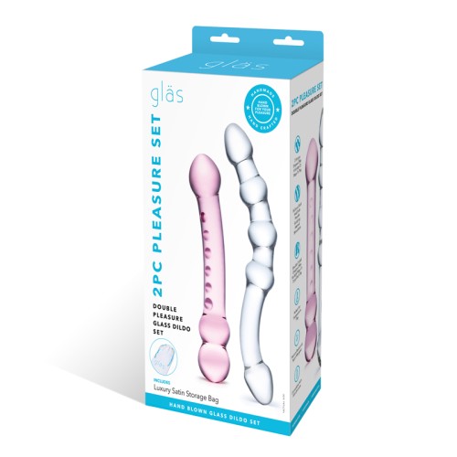 Set de Dildos de Cristal Doble Placer de 2 Piezas