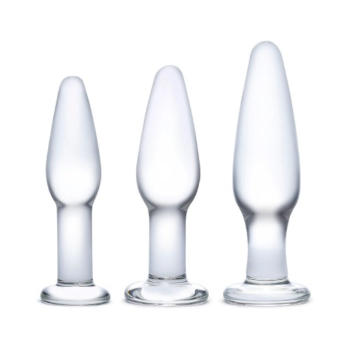 3-Piece Glass Anal Plug Training Set for Beginners