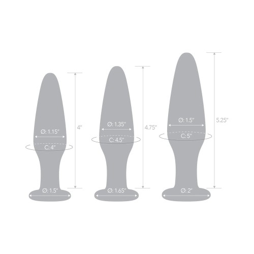 Set de Entrenamiento de Tapones Anales de Vidrio de 3 Piezas para Principiantes