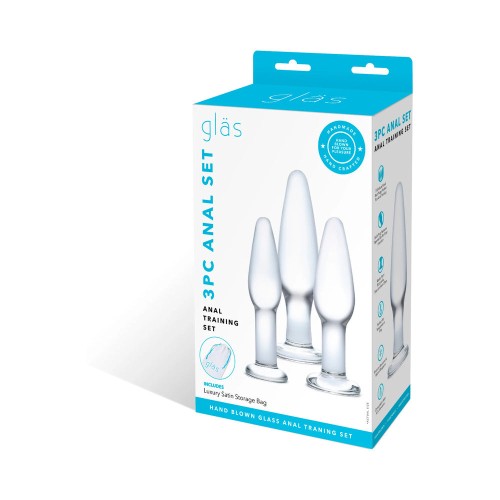 3-Piece Glass Anal Plug Training Set for Beginners