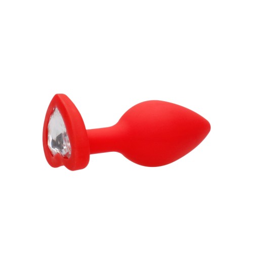 Ouch! Large Flexible Diamond Heart Butt Plug Red