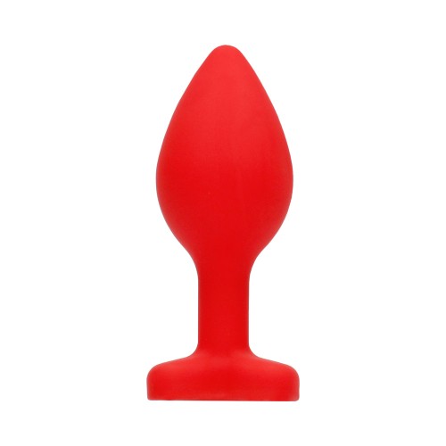 Ouch! Large Flexible Diamond Heart Butt Plug Red