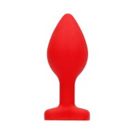 Ouch! Large Flexible Diamond Heart Butt Plug Red