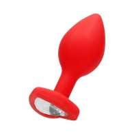 Ouch! Large Flexible Diamond Heart Butt Plug Red