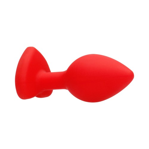 Ouch! Large Flexible Diamond Heart Butt Plug Red