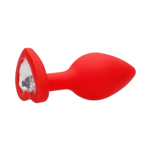 Ouch! Large Flexible Diamond Heart Butt Plug Red