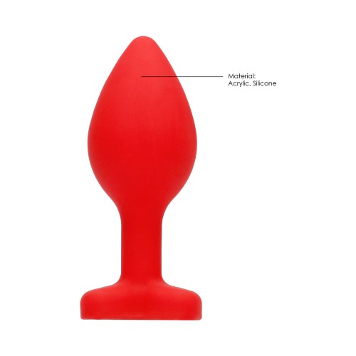 Plug Anal Corazón Diamante Flexible Ouch! Rojo Grande