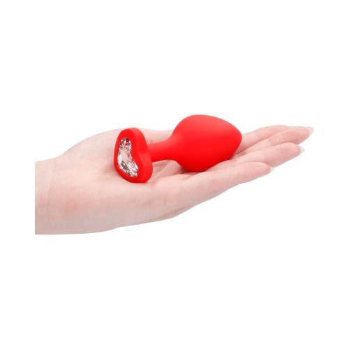 Ouch! Large Flexible Diamond Heart Butt Plug Red