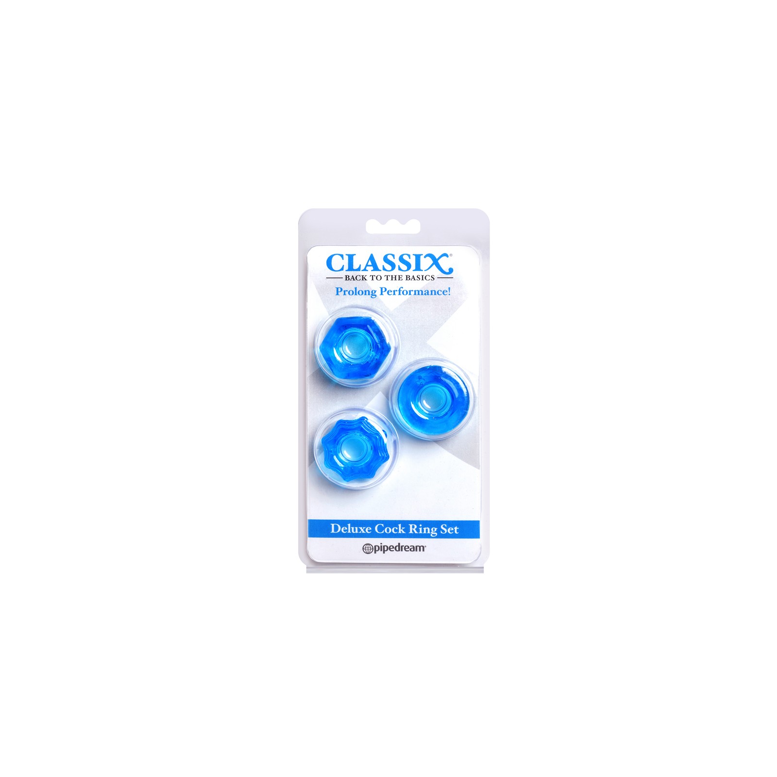 Pipedream Classix 3-Piece Deluxe Cock Ring Set Blue - Pleasure Extender