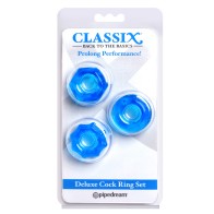 Pipedream Classix 3-Piece Deluxe Cock Ring Set Blue - Pleasure Extender