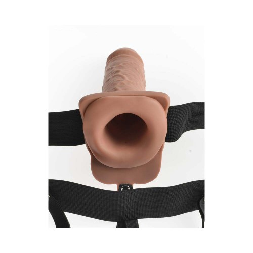 Pipedream Serie Fantasía Fetichista Strap-On Vibrante Hollow de 7 in. Con Bolas Tan/Negro