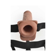 Pipedream Fetish Fantasy Series Vibrating 7 in. Hollow Strap-On With Balls Tan/Black