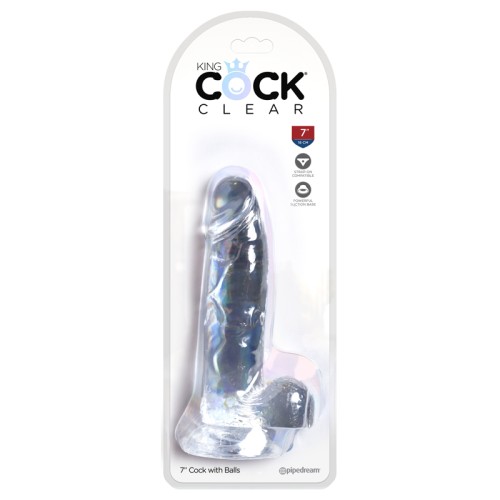 Pene Transparente King Cock Clear 7 in. con Testículos