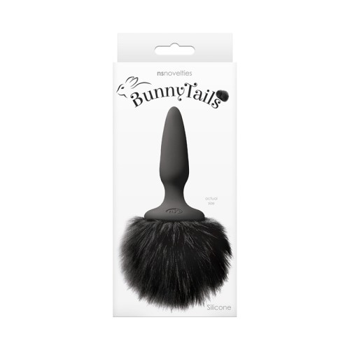 Bunny Tails Plug Mini Piel Negra - Diversión de Juego de Roles