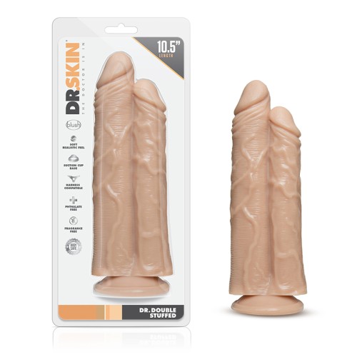 Dr. Skin Doble Dildo Relleno Doble de 10.5 in. Beige