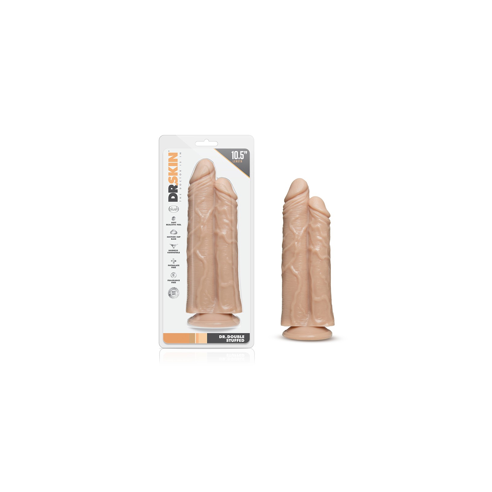 Dr. Skin Doble Dildo Relleno Doble de 10.5 in. Beige